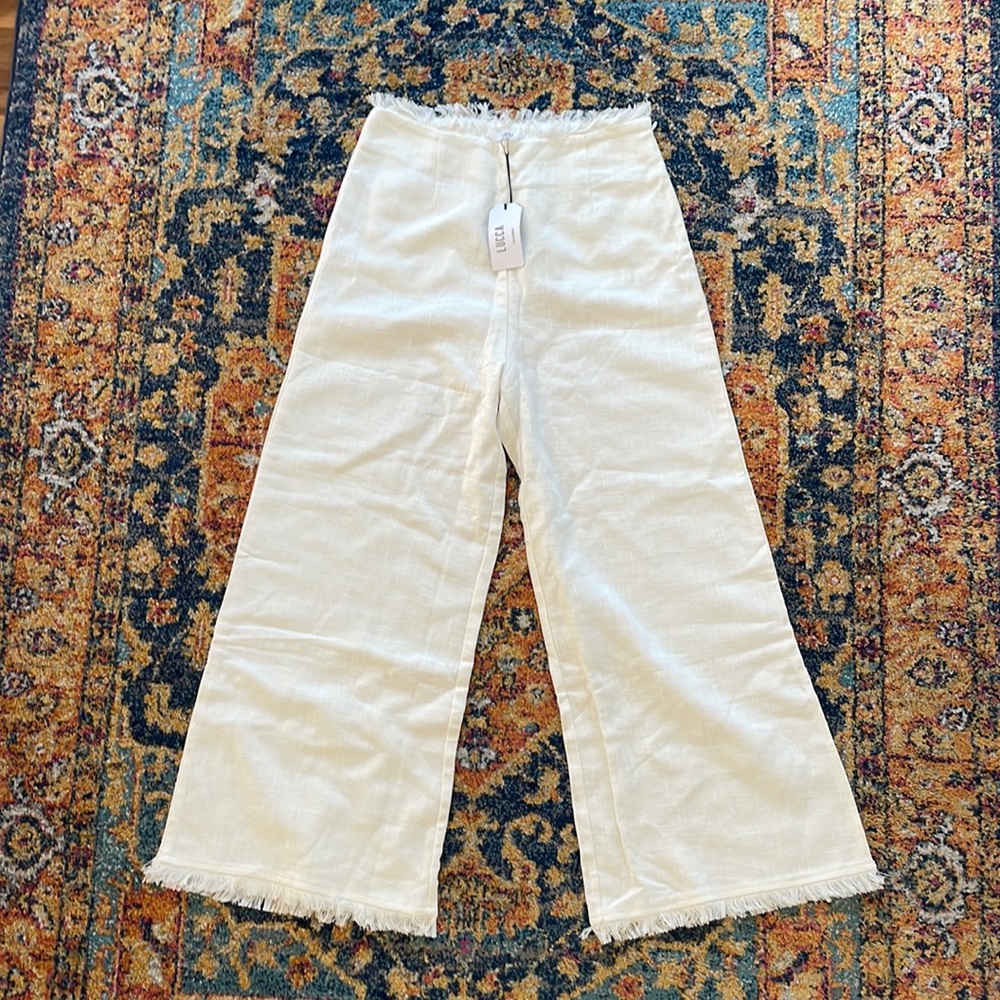 Lucca Couture White Linen Capris